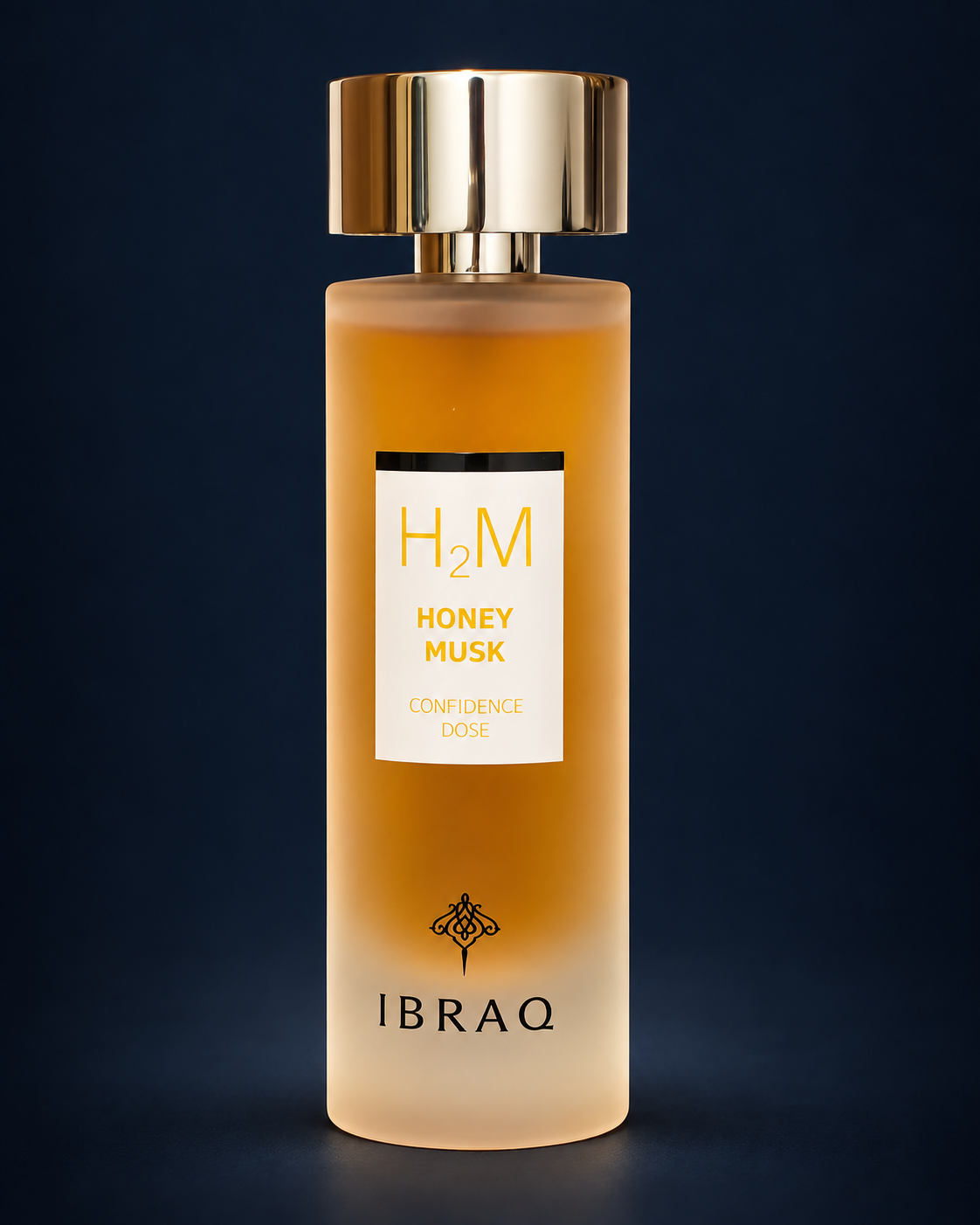 CONFIDENCE DOSE - HONEY MUSK bottle — owner photo, AI-assisted studio edit