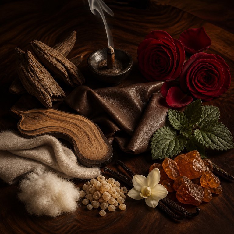 Amber Oud — fragrance notes illustration